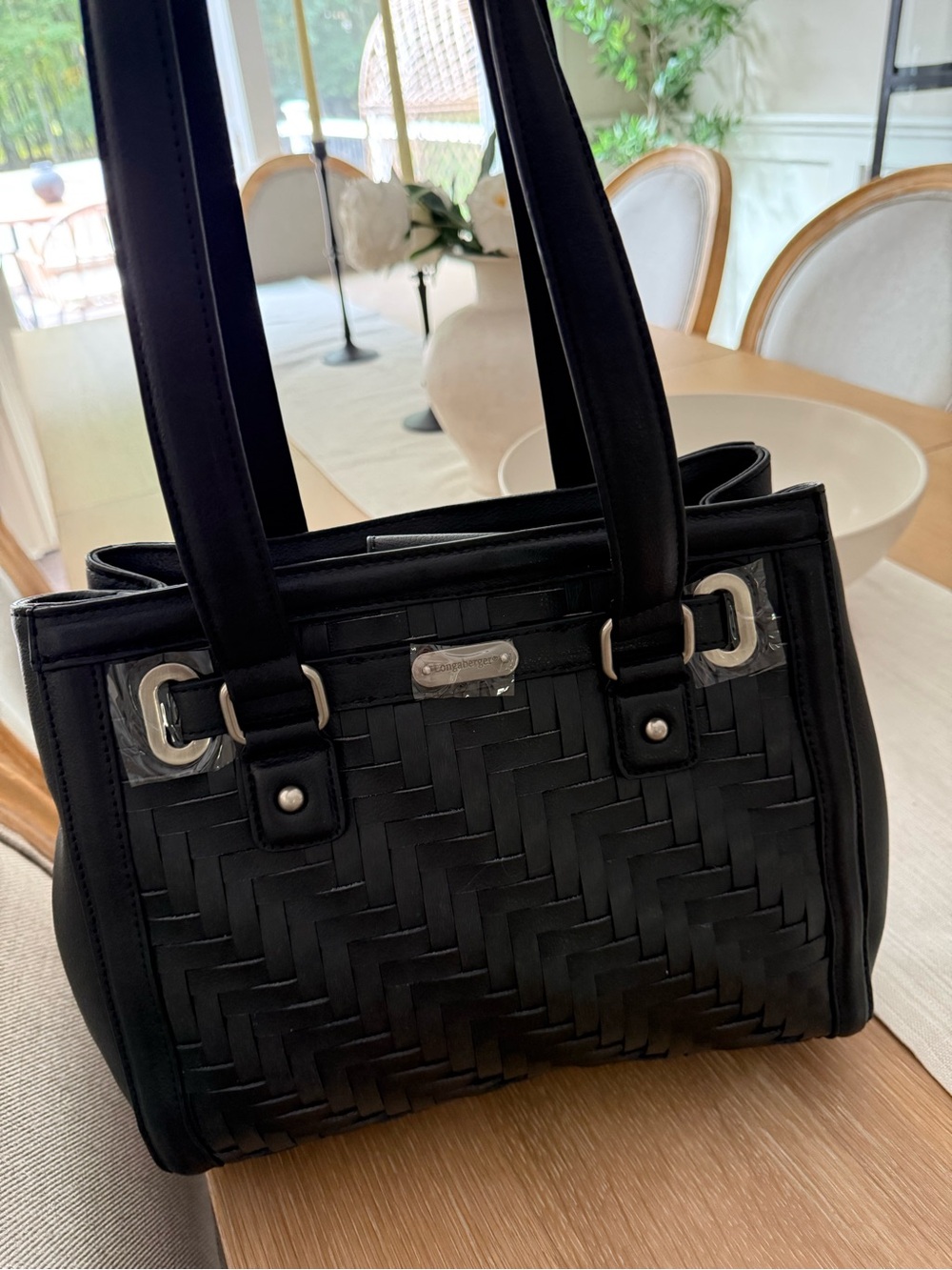 Brand new Longaberger Black Woven Tote Shoulder Bag
